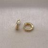 Oro Laminado Huggie Hoop, Gold Filled Style with White Micro Pave, Polished, Golden Finish, 02.156.0288.10