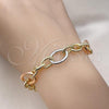 Oro Laminado Fancy Bracelet, Gold Filled Style Rope and Rolo Design, Polished, Tricolor, 03.213.0243.07
