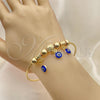 Oro Laminado Individual Bangle, Gold Filled Style with Sapphire Blue Crystal, Polished, Golden Finish, 07.93.0012.1