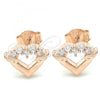 Sterling Silver Stud Earring, Heart Design, with White Cubic Zirconia, Polished, Rose Gold Finish, 02.336.0061.1