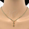 Oro Laminado Earring and Pendant Children Set, Gold Filled Style Polished, Golden Finish, 06.63.0194