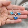 Sterling Silver Earring and Pendant Adult Set, Heart Design, with Bermuda Blue Opal, Polished, Silver Finish, 10.391.0016
