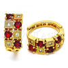 Oro Laminado Huggie Hoop, Gold Filled Style with Garnet and White Cubic Zirconia, Polished, Golden Finish, 02.266.0031.20
