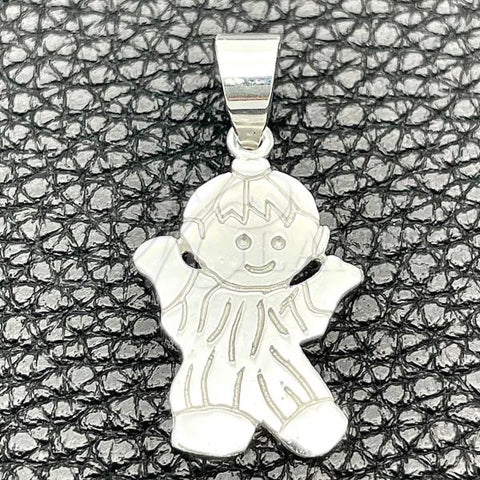 Sterling Silver Fancy Pendant, Little Boy Design, Polished, Silver Finish, 05.392.0076