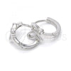 Sterling Silver Huggie Hoop, Butterfly Design, with White Micro Pave, Polished, Rhodium Finish, 02.332.0011.12