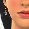 Oro Laminado Earring and Pendant Adult Set, Gold Filled Style Dolphin Design, with Garnet and White Crystal, Polished, Golden Finish, 10.122.0008