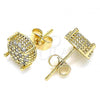 Oro Laminado Stud Earring, Gold Filled Style with White Micro Pave, Polished, Golden Finish, 02.344.0084