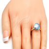 Oro Laminado Multi Stone Ring, Gold Filled Style with Blue Shade Swarovski Crystals, Polished, Golden Finish, 01.239.0008.10 (One size fits all)