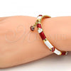 Oro Laminado Individual Bangle, Gold Filled Style Ladybug Design, with White Crystal, Red Enamel Finish, Golden Finish, 07.254.0003.1.03 (06 MM Thickness, Size 3 - 2.00 Diameter)