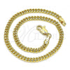 Oro Laminado Basic Anklet, Gold Filled Style Miami Cuban Design, Polished, Golden Finish, 04.63.1413.10