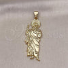 Oro Laminado Religious Pendant, Gold Filled Style San Judas Design, Polished, Golden Finish, 05.213.0143