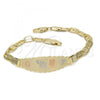 Oro Laminado ID Bracelet, Gold Filled Style Elephant and Owl Design, Polished, Tricolor, 03.63.1932.1.07