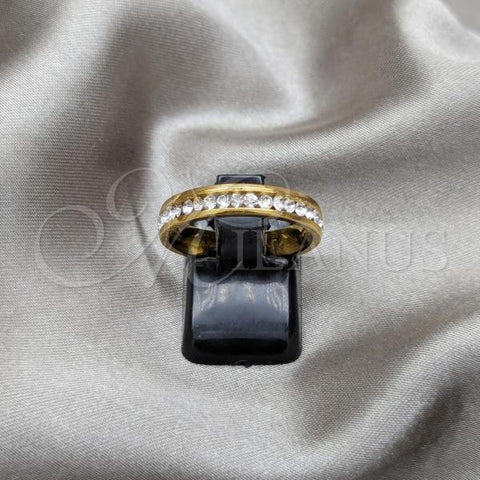 Stainless Steel Mens Ring, with White Crystal, Polished, Steel Finish, 01.63.0596.07