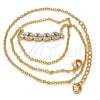 Oro Laminado Pendant Necklace, Gold Filled Style Flower Design, with White Cubic Zirconia, Polished, Golden Finish, 04.213.0049.16