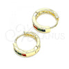 Oro Laminado Huggie Hoop, Gold Filled Style with Multicolor Cubic Zirconia, Polished, Golden Finish, 02.210.0644.5.12