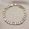 Oro Laminado Basic Bracelet, Gold Filled Style Figaro Design, Polished, Golden Finish, 5.222.011.08