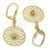 Oro Laminado Dangle Earring, Gold Filled Style with White Cubic Zirconia, Polished, Golden Finish, 73.01