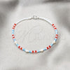 Sterling Silver Fancy Bracelet, Ball Design, with White Pearl and Orange Red Crystal, Polished, Silver Finish, 03.426.0050.07