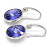 Rhodium Plated Dangle Earring, with Tanzanite Swarovski Crystals, Polished, Rhodium Finish, 02.239.0001.7
