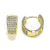 Oro Laminado Huggie Hoop, Gold Filled Style with White Micro Pave, Polished, Golden Finish, 02.210.0577.12