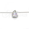 Rhodium Plated Pendant Necklace, with Aurore Boreale and Aurore Boreale Swarovski Crystals, Polished, Rhodium Finish, 04.239.0039.4.16