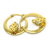 Stainless Steel Small Hoop, Butterfly Design, with White Cubic Zirconia, Polished, Golden Finish, 02.244.0014.25