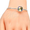 Rhodium Plated Individual Bangle, with Luminous Green Swarovski Crystals, Polished, Rhodium Finish, 07.239.0010.4 (02 MM Thickness, One size fits all)