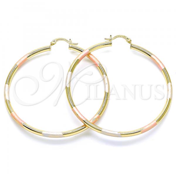 Oro Laminado Large Hoop, Gold Filled Style Polished, Tricolor, 5.134.018.1.60