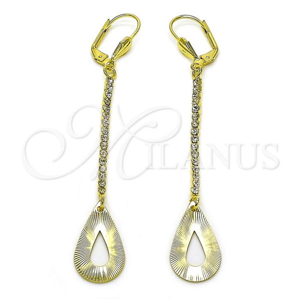 Oro Laminado Long Earring, Gold Filled Style Teardrop Design, with  Cubic Zirconia, Golden Finish, 5.104.017