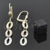 Oro Laminado Long Earring, Gold Filled Style Diamond Cutting Finish, Tricolor, 02.63.2140