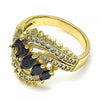 Oro Laminado Multi Stone Ring, Gold Filled Style with Black and White Cubic Zirconia, Polished, Golden Finish, 01.283.0009.08 (Size 8)