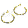 Oro Laminado Medium Hoop, Gold Filled Style with White Crystal, Polished, Golden Finish, 02.379.0053.1.30