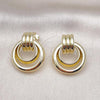 Oro Laminado Stud Earring, Gold Filled Style Hollow Design, Polished, Golden Finish, 02.213.0621