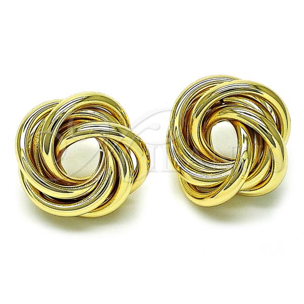 Oro Laminado Stud Earring, Gold Filled Style Chunky and Twist Design, Polished, Golden Finish, 02.170.0462