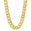 Oro Laminado Basic Necklace, Gold Filled Style Concave Cuban Design, Polished, Golden Finish, 5.223.001.30