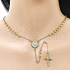 Oro Laminado Thin Rosary, Gold Filled Style Guadalupe and Crucifix Design, with White Cubic Zirconia, Polished, Golden Finish, 09.213.0061.24
