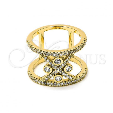 Oro Laminado Multi Stone Ring, Gold Filled Style with White Crystal and White Cubic Zirconia, Polished, Golden Finish, 01.155.0041.09 (Size 9)