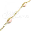 Oro Laminado Fancy Bracelet, Gold Filled Style Shell Design, Pink Enamel Finish, Golden Finish, 03.63.2091.1.10
