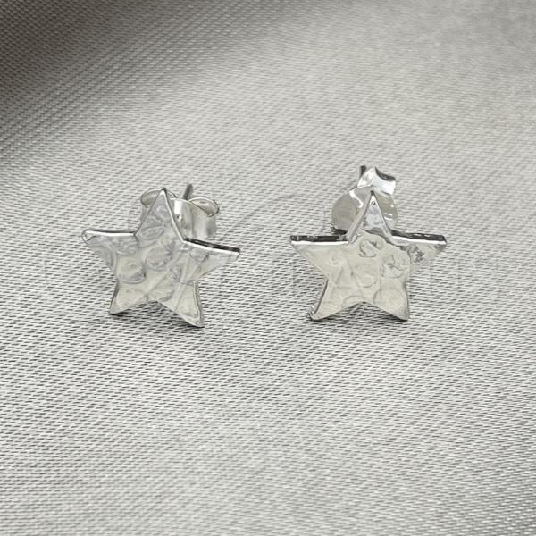 Sterling Silver Stud Earring, Star Design, Polished, Silver Finish, 02.392.0021