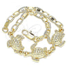 Oro Laminado Fancy Bracelet, Gold Filled Style Turtle Design, Polished, Golden Finish, 03.63.1871.07