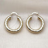 Oro Laminado Small Hoop, Gold Filled Style Hollow Design, Diamond Cutting Finish, Golden Finish, 02.213.0818.25
