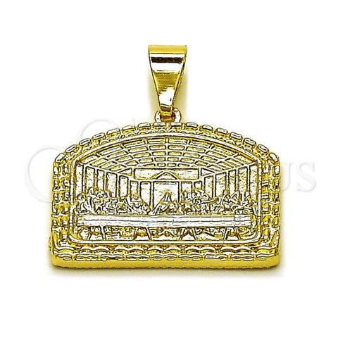 Oro Laminado Religious Pendant, Gold Filled Style Diamond Cutting Finish, Two Tone, 05.120.0095.1