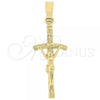Oro Laminado Religious Pendant, Gold Filled Style Crucifix Design, Golden Finish, 5.192.020