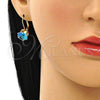 Oro Laminado Leverback Earring, Gold Filled Style with Blue Topaz Cubic Zirconia, Polished, Golden Finish, 5.128.062