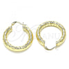 Oro Laminado Medium Hoop, Gold Filled Style Hollow Design, Diamond Cutting Finish, Golden Finish, 02.213.0313.30