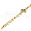 Oro Laminado Fancy Bracelet, Gold Filled Style with Multicolor Cubic Zirconia, Polished, Golden Finish, 03.210.0044.5.08