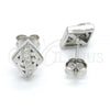 Sterling Silver Stud Earring, with White Micro Pave, Polished, Rhodium Finish, 02.186.0112