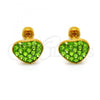 Stainless Steel Stud Earring, Heart Design, with Light Green Crystal, Polished, Golden Finish, 02.271.0022.4