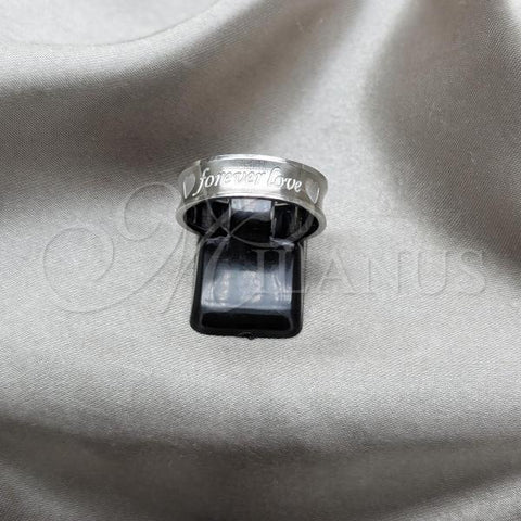 Stainless Steel Mens Ring, Love and Heart Design, Polished, Steel Finish, 01.63.0738.07
