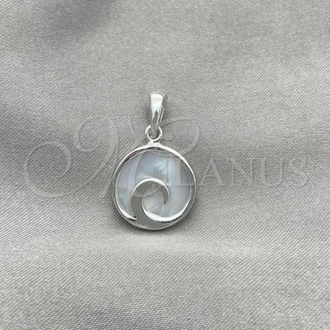 Sterling Silver Fancy Pendant, with Ivory Mother of Pearl, Polished, Silver Finish, 05.410.0005.1